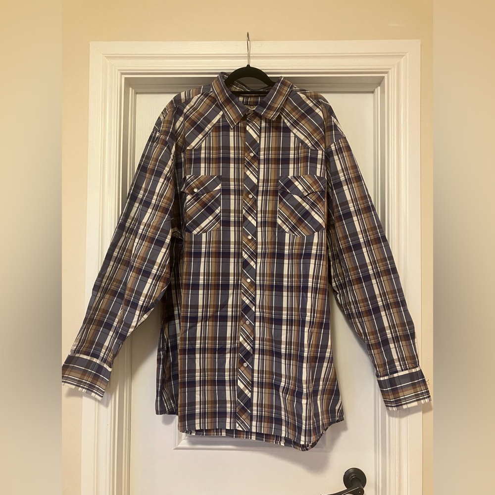 Wyoming Traders Men’s XXXL Plaid Button Down Up Pearl Snap Shirt 3XL